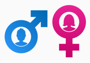 Gender symbols with heads of man and woman